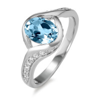 Fingerring Silber blauer Topas rhodiniert-588756