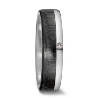 Partnerring 585/14 K Weissgold, Carbon Diamant 0.01 ct, tw-si