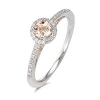 Solitär Ring 375/9 K Weissgold Diamant 0.10 ct Morganit-589216