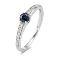 Fingerring 375/9 K Weissgold Saphir blau, Diamant weiss, 0.10 ct, 18 Steine, w-pi1-589299