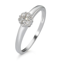 Solitär Ring 750/18 K Weissgold Diamant 0.20 ct, 7 Steine, w-si-589804