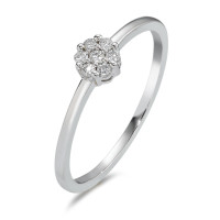 Solitär Ring 750/18 K Weissgold Diamant 0.10 ct, 7 Steine, w-si-589806