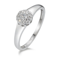 Solitär Ring 750/18 K Weissgold Diamant 0.17 ct, 9 Steine, w-si-589829