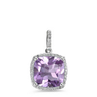 Anhänger 750/18 K Weissgold Amethyst violett, Diamant weiss, 0.12 ct, 40 Steine, w-si Ø11 mm