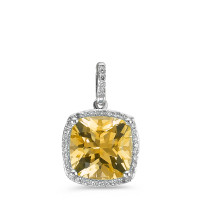 Anhänger 750/18 K Weissgold Citrin golden, Diamant weiss, 0.12 ct, 40 Steine, w-pi3 Ø11 mm-590534