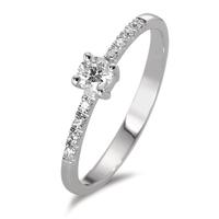 Solitär Ring 750/18 K Weissgold Diamant 0.23 ct, 9 Steine, w-si-590790