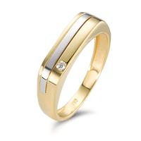 Fingerring 750/18 K Gelbgold, 750/18 K Weissgold Diamant 0.02 ct-590819