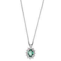 Collier 750/18 K Weissgold Smaragd 0.40 ct, Diamant 0.18 ct, w-si 39-42 cm verstellbar