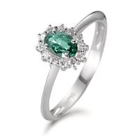 Fingerring 750/18 K Weissgold Smaragd 0.40 ct, Diamant 0.18 ct, w-si