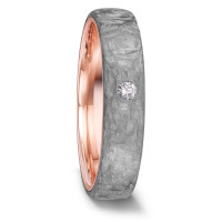 Love Ring 585/14 K Rotgold mit Grey Carbon und Diamant 0.04 ct