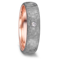 Love Ring 585/14 K Rotgold mit Grey Carbon und Diamant 0.05 ct