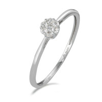Solitär Ring 585/14 K Weissgold Diamant 0.11 ct, 7 Steine, w-si