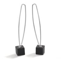 Pendel-Ohrhänger Cube aus Carbon und Edelstahl, Würfel 7x7mm