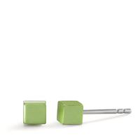 Ohrstecker Cube aus Aluminium in Apple Green mit Edelstahlstift, 4x4mm