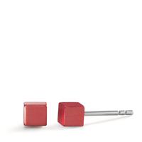 Ohrstecker Cube aus Aluminium in Ruby Red mit Edelstahlstift, 4x4mm-592570