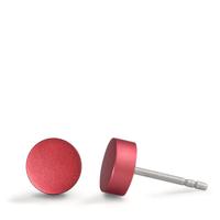 Ohrstecker Disc Ø7mm aus Aluminium in Ruby Red, Stift und Verschluss aus Edelstahl