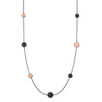 Halskette Nera aus geschwärztem Edelstahl mit Carbon und Pearls in Light Rosé, 60cm