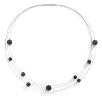 TeNo Spiralcollier Orbit aus Edelstahl mit Carbon Pearls, 42cm-592682
