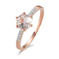 Solitär Ring 375/9 K Rotgold Diamant Rosenquarz bicolor Ø6 mm-594881