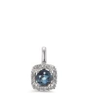 Anhänger 750/18 K Weissgold Saphir blau, Diamant weiss, 0.07 ct, 12 Steine, w-si Ø6.5 mm-594954