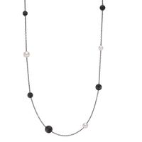 TeNo Halskette Arya aus geschwärztem Edelstahl mit Carbon- und Muschelperlen, 60cm-595276