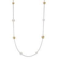 TeNo Halskette Arya Edelstahl mit Light Gold Aluminium Pearls und Muschelperlen, 60cm-595282