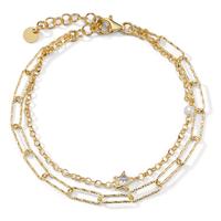 Armband Silber Zirkonia gelb vergoldet shining Pearls Stern 16-19 cm verstellbar-596823