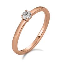 Solitär Ring 750/18 K Rotgold Diamant weiss, 0.15 ct, Brillantschliff, w-si