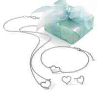 Edles Herz-Geschenkset aus Silber: Halskette, Ohrstecker & Armband