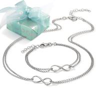 Infinity Symbol Schmuck-Set aus Silber, Collier & Armband - hübsch verpackt