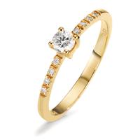 Solitär Ring 750/18 K Gelbgold Diamant 0.24 ct, 9 Steine, w-si-600766