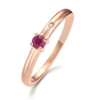 Solitär Ring 750/18 K Rotgold Rubin Diamant 0.005ct w-si-601606