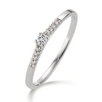 Solitär Ring 750/18 K Weissgold Diamant 0.07 ct, 9 Steine, w-si