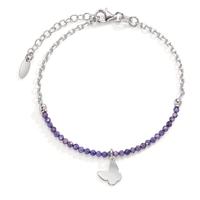 Armband Silber Kristall violett rhodiniert Schmetterling 17-20 cm verstellbar-607059