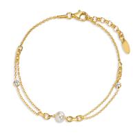 Armband Silber Zirkonia 2 Steine gelb vergoldet shining Pearls 16-19 cm verstellbar-607077