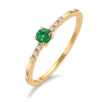Fingerring 750/18 K Gelbgold Smaragd, Diamant 0.04 ct, 6 Steine, w-si-607218
