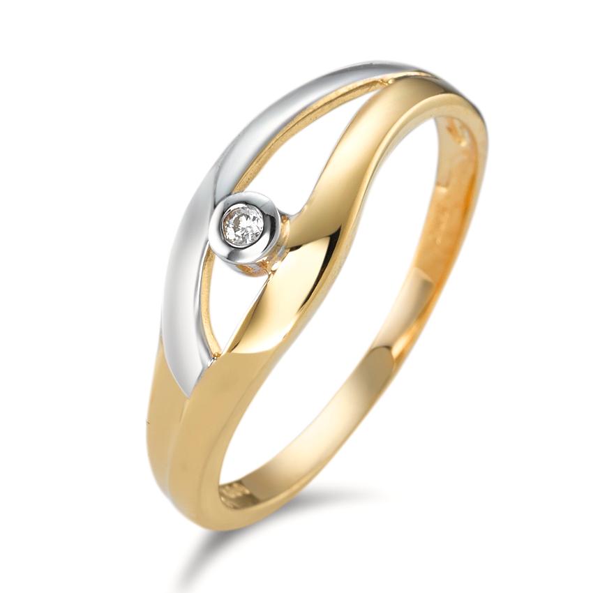 Fingerring 750/18 K Gelbgold Diamant 0.02 ct, w-pi2-181131