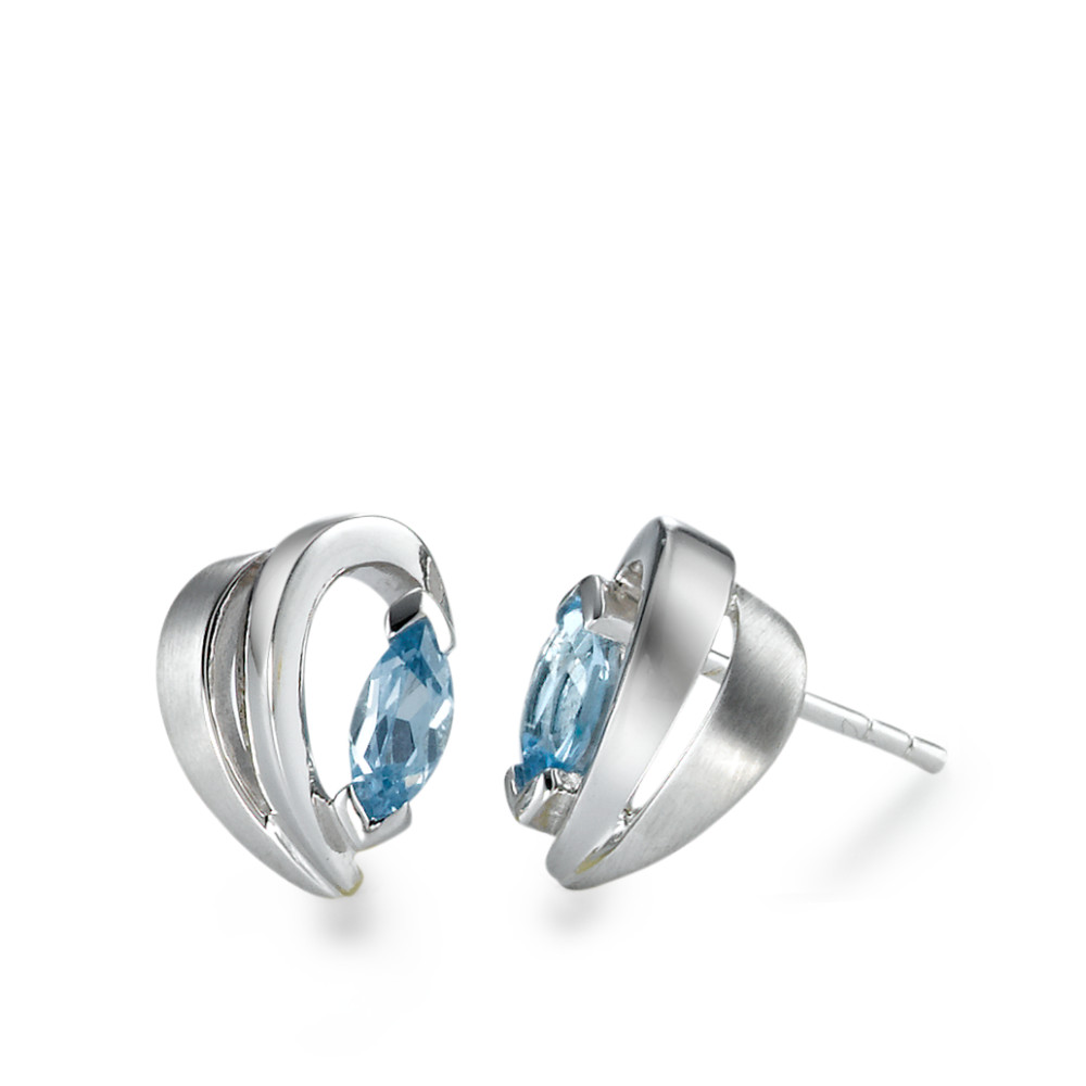 Ohrstecker Silber Kristall blau, 2 Steine rhodiniert-221666