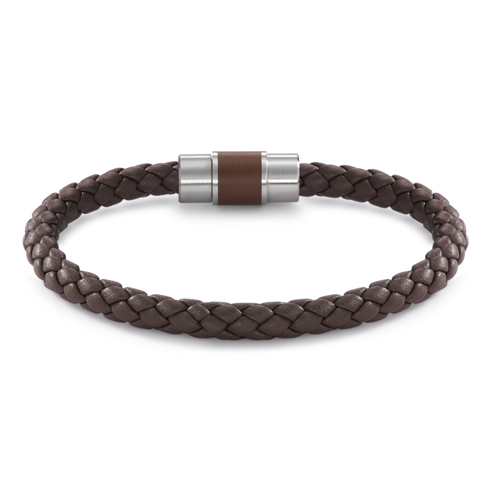 Armband DYKON aus braunem Leder mit Edelstahl-Keramikschliesse und Safe Lock System-305434