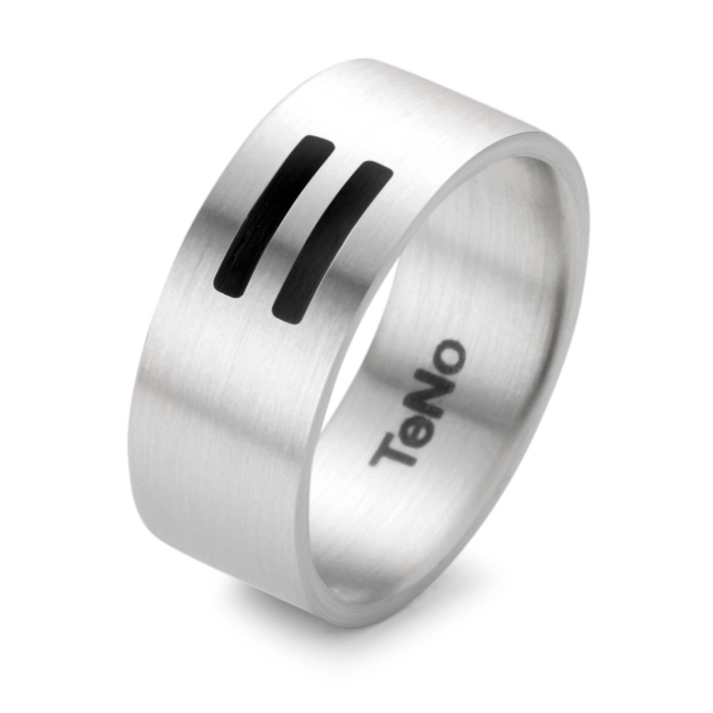 TeNo Edelstahl Design Ring mit Keramik im 2 Balken Design-306365