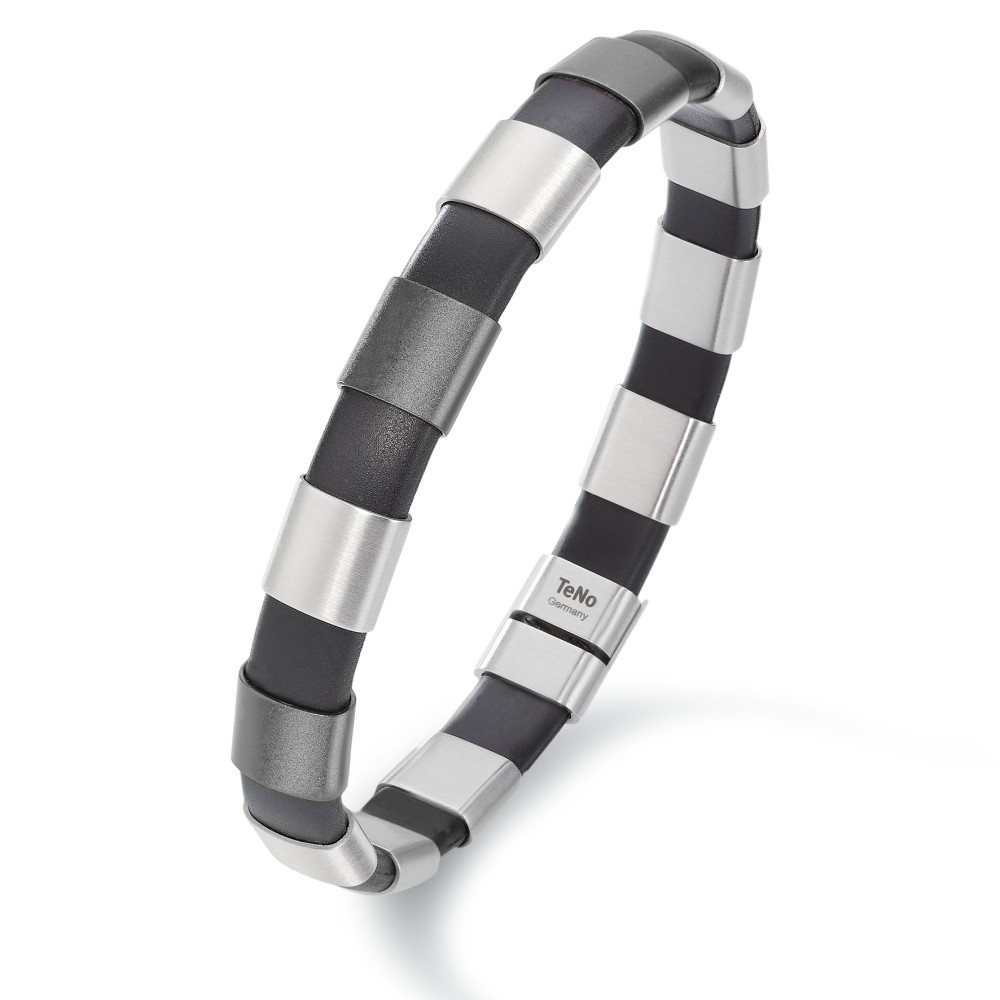 TeNo Armband SHIKOU "Moonstone Grey" aus Edelstahl, Kautschuk und Aluminium und TeNo Safe Lock Verschluss-307833