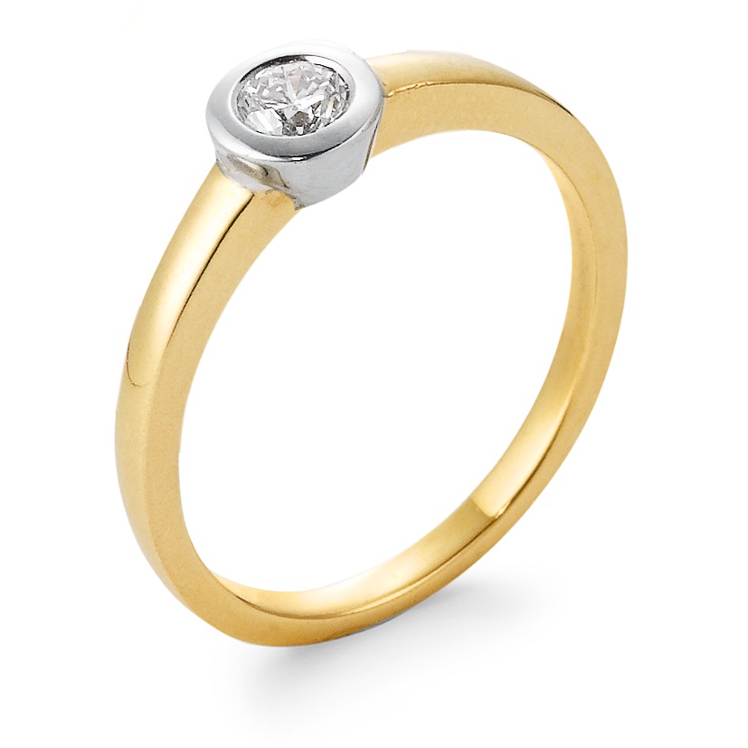 Solitär Ring 750/18 K Gelbgold Diamant 0.15 ct-508326