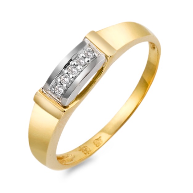 Fingerring 750/18 K Gelbgold Diamant 5, 0,03ct, bicolor-515232