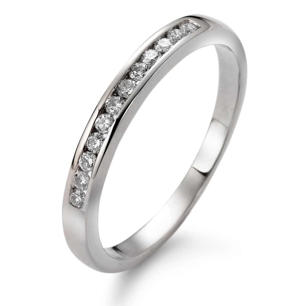 Memory Ring 750/18 K Weissgold Diamant 0.151 ct, 12 Steine, tw-si-537214