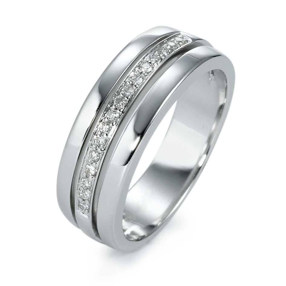 Fingerring 750/18 K Weissgold Diamant 0.103 ct, 16 Steine, w-si-537215