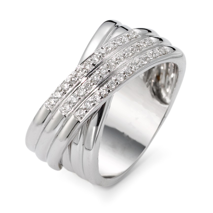 Fingerring 750/18 K Weissgold Diamant 0.23 ct, 36 Steine, w-si-537216