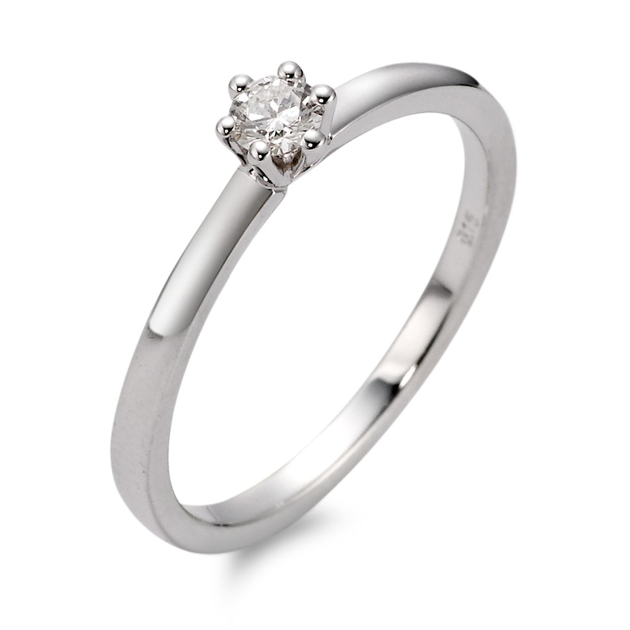 Solitär Ring 750/18 K Weissgold Diamant 0.15 ct, w-si-546293