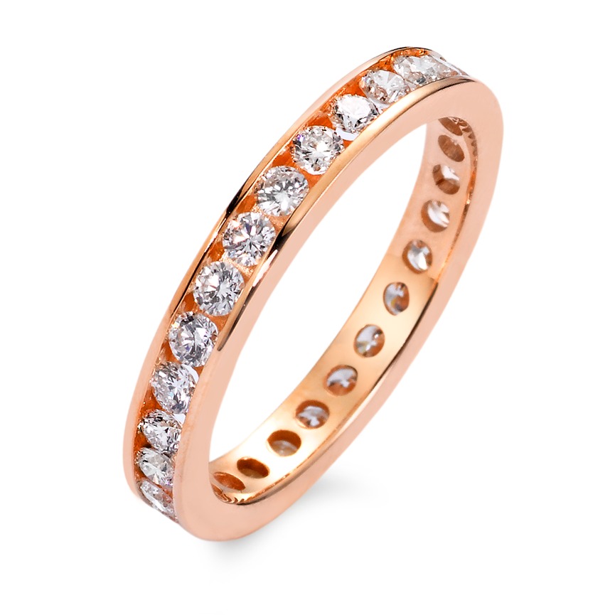 Memory Ring 750/18 K Rotgold Diamant weiss, 1 ct, 33 Steine, Brillantschliff, w-si-558210