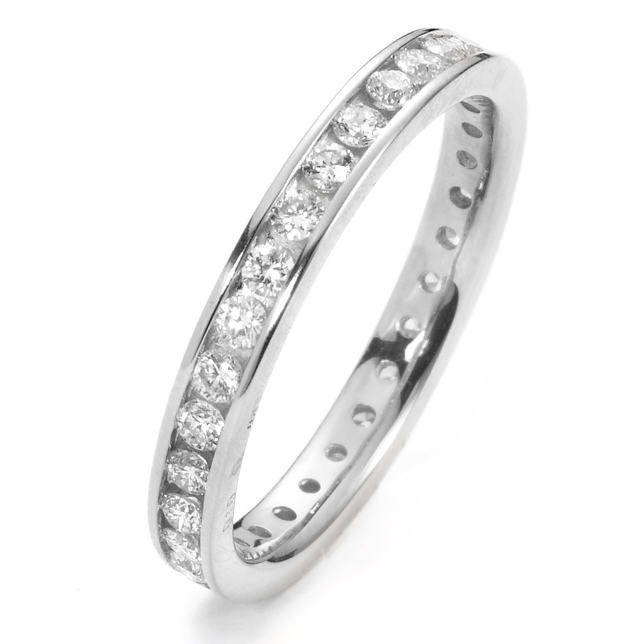 Memory Ring 750/18 K Weissgold Diamant weiss, 0.65 ct, 30 Steine, Brillantschliff, w-si-558211