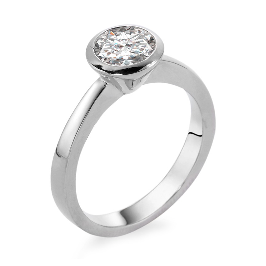 Solitär Ring 750/18 K Weissgold Diamant weiss, 0.75 ct, Brillantschliff, w-si, IGA-558246